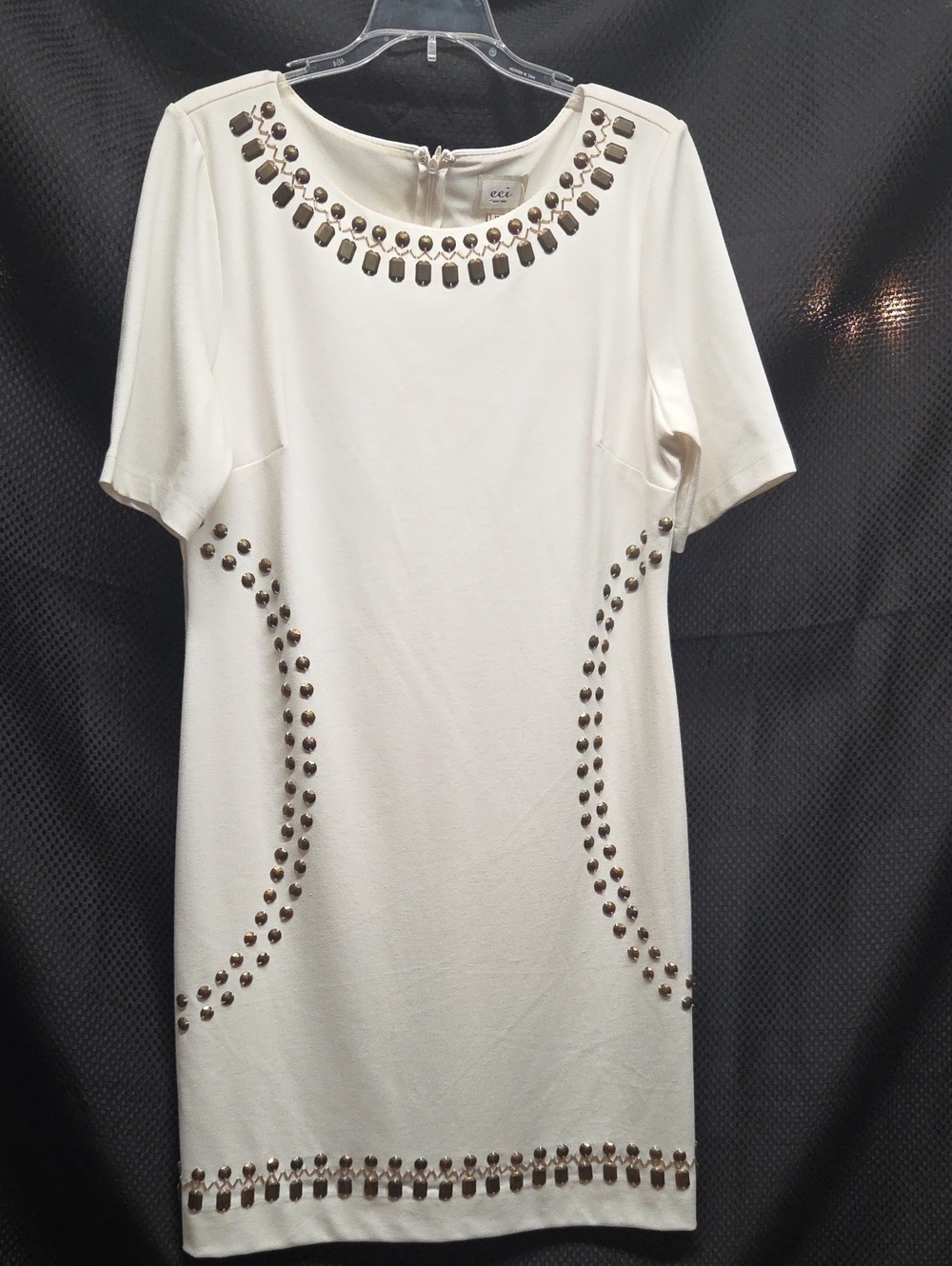 ECI Cream Mini Dress with Gold Stud Detailing